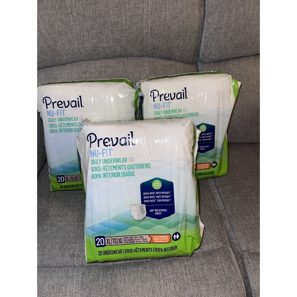 Prevail NU-FIT Daily Underwear XL MAXIMUM Absorbency, 60 Total